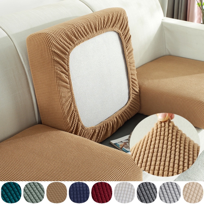 Bọc ghế sofa Vỏ bọc đệm ghế sofa vải lông cừu dày 10 màu trơn tùy chọn co giãn trang trí phòng khách 1-4 chỗ ngồi ga bọc sofa