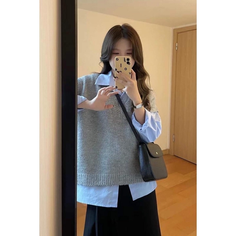 SET ÁO GILE + SƠ MI + CHÂN VÁY BÚT CHÌ