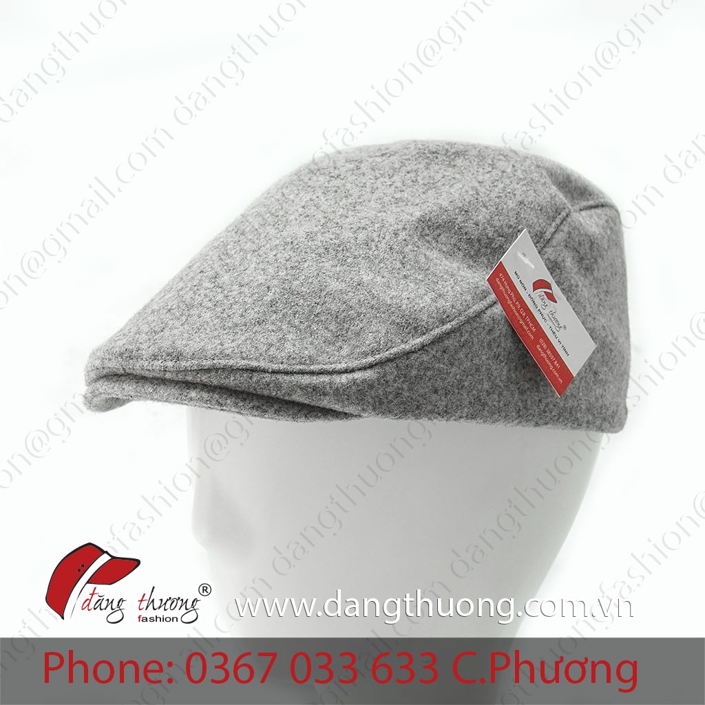 Mũ nón cóc bere nỉ dạ nam phong cách cổ điển vintage XÁM GHI TRO