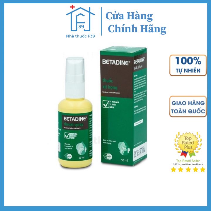 Chai Xịt Miệng Họng Betadine Chai 50 ML