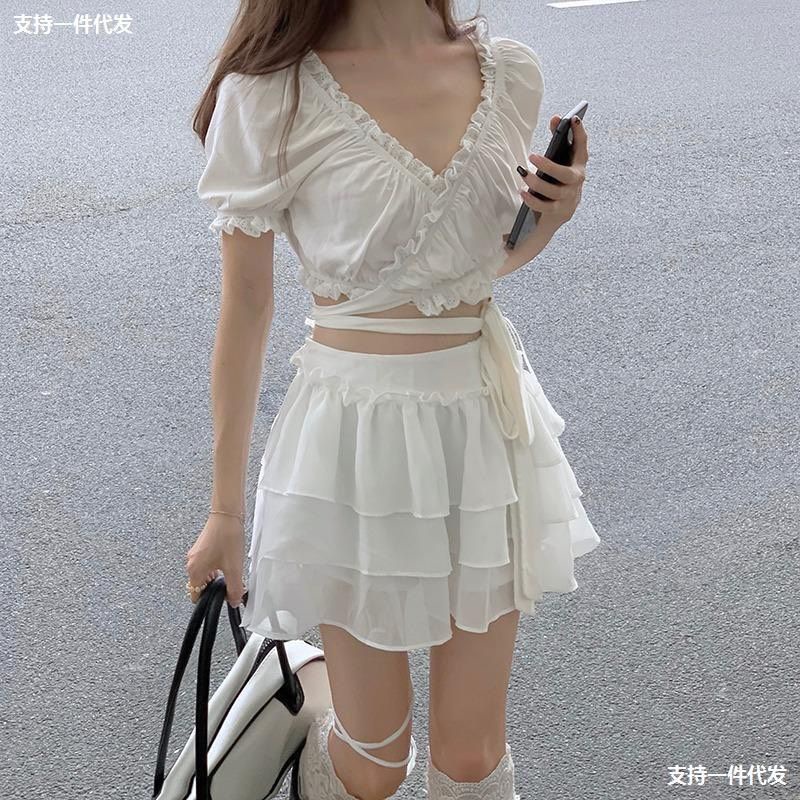 Set áo váy quấn eo chân siêu hot