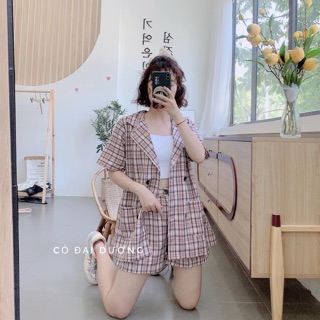Set kẻ áo vest