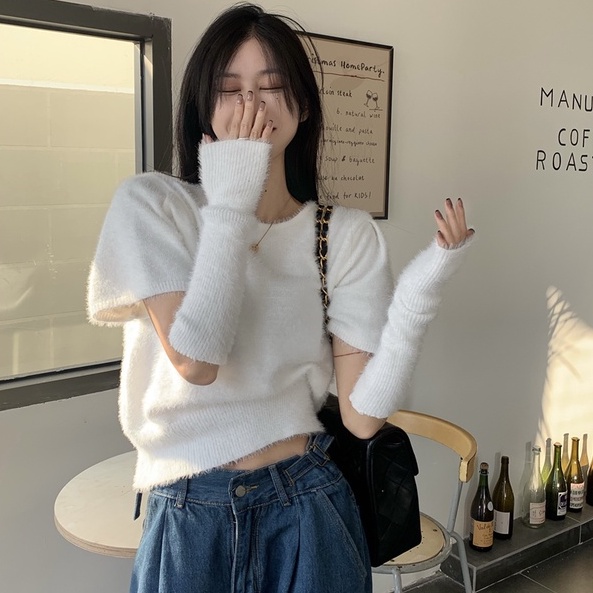 【ZHELIHANGFEI】Áo Sweater Dệt Kim Tay Dài Cổ Tròn Thiết Kế Quyến Rũ Cho Phái Nữ