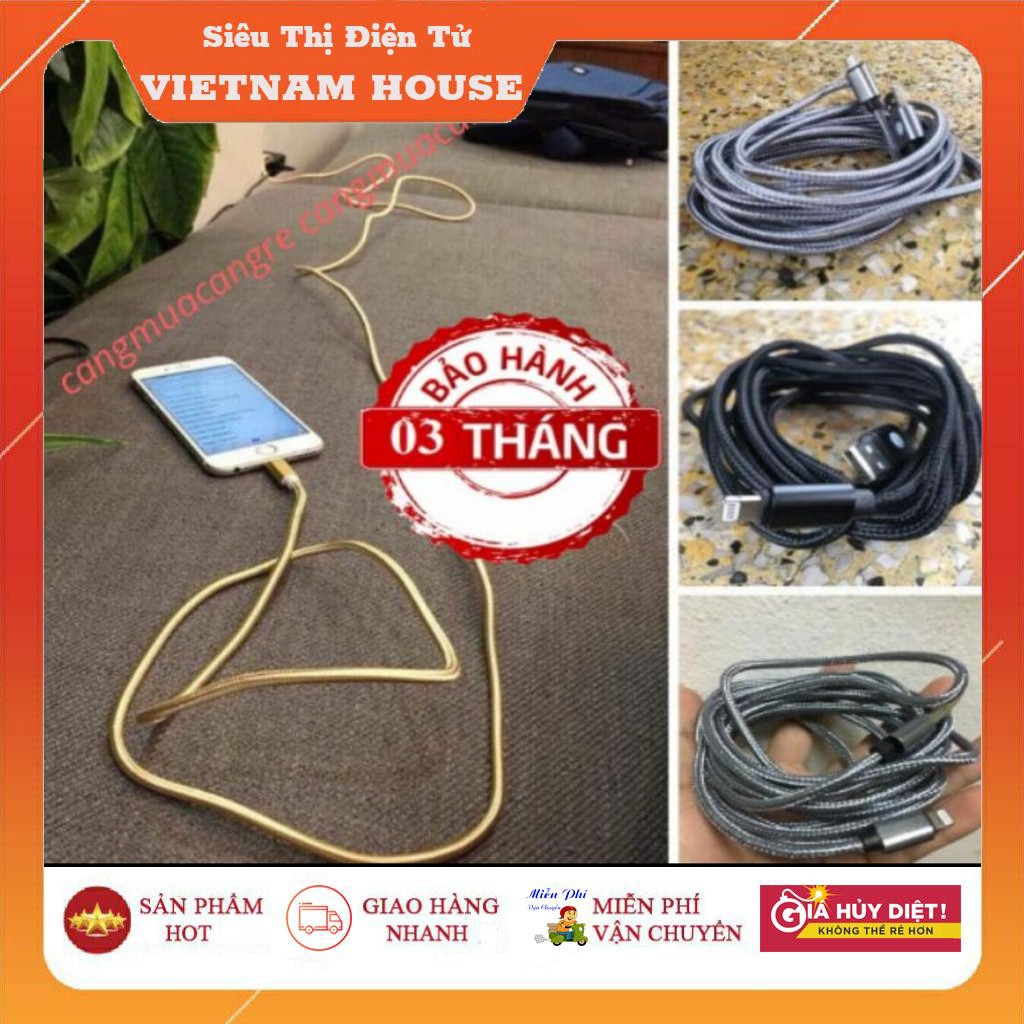 🔴ĐANG SALE - CÁP SẠC DÂY DÙ SAMSUNG - IPHONE DÀI 3M CHUẨN LOẠI 1.
