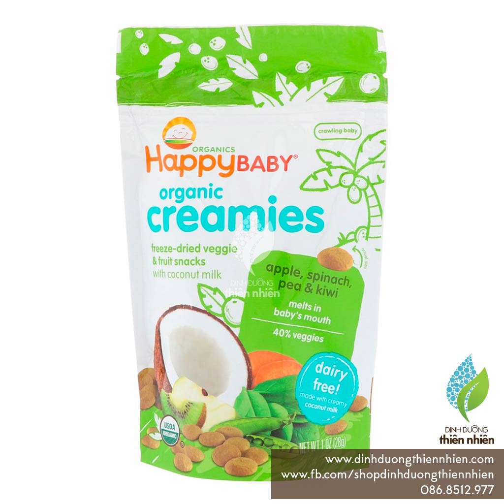 Bánh Ăn Dặm Sữa Dừa Sấy Khô Hữu Cơ Happy Baby Organic Creamies, 28g