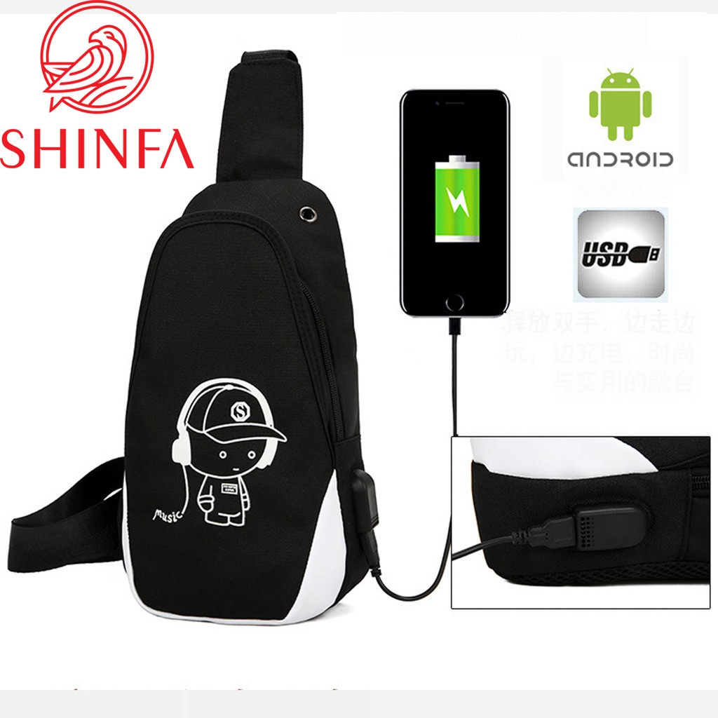 Túi Đeo Chéo Dạ Quang Phát Sáng Cực Độc & Lạ, Có Sẵn Cáp Sạc và Lỗ Tai Nghe