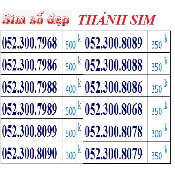 H30.3 <<SIM ĐẸP GIÁ RẺ VÔ ĐỊCH>> THÁNH SIM ĐẦU SỐ MỚI 05