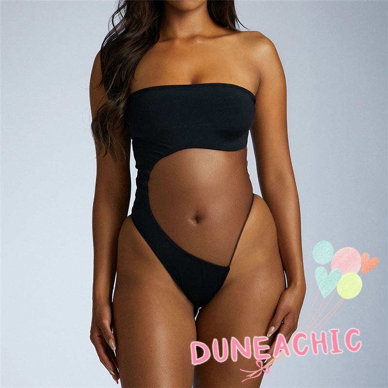 DUNEA Bộ Áo Liền Quần Không Tay Dáng Ôm Phối Lưới Quyến Rũ Cho Nữ