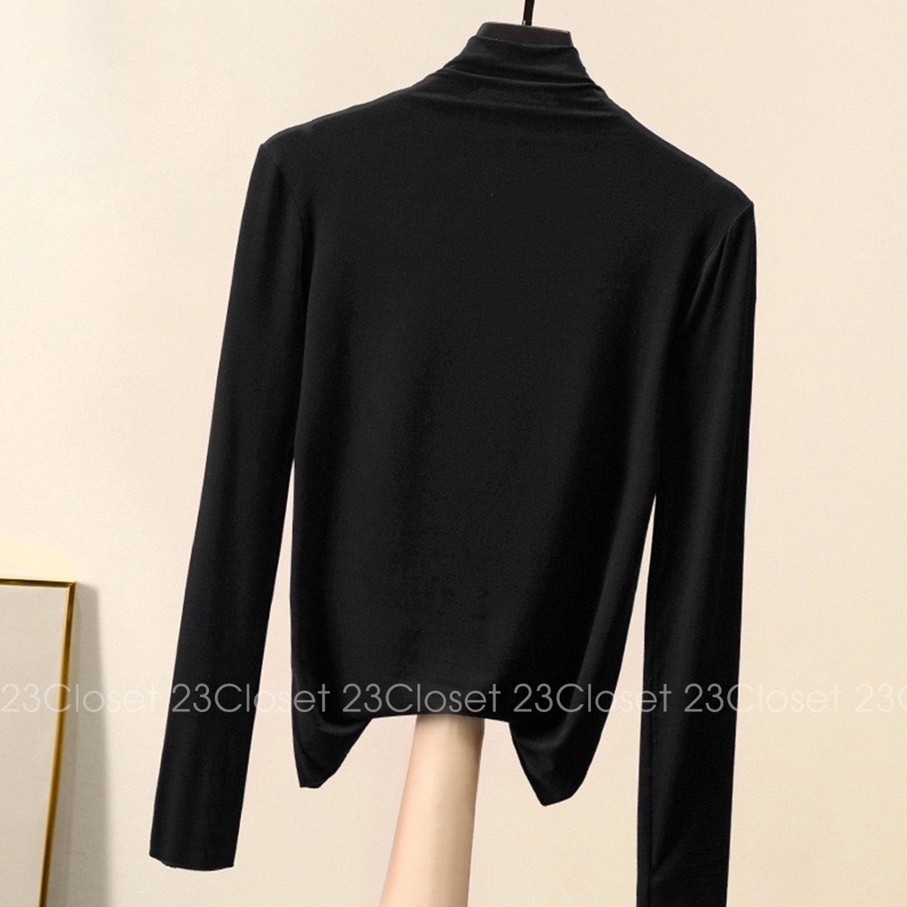Áo giữ nhiệt nữ cổ cao chất thun lót lông cổ tròn cao cổ giữ nhiệt tốt 23Closet - AGN01