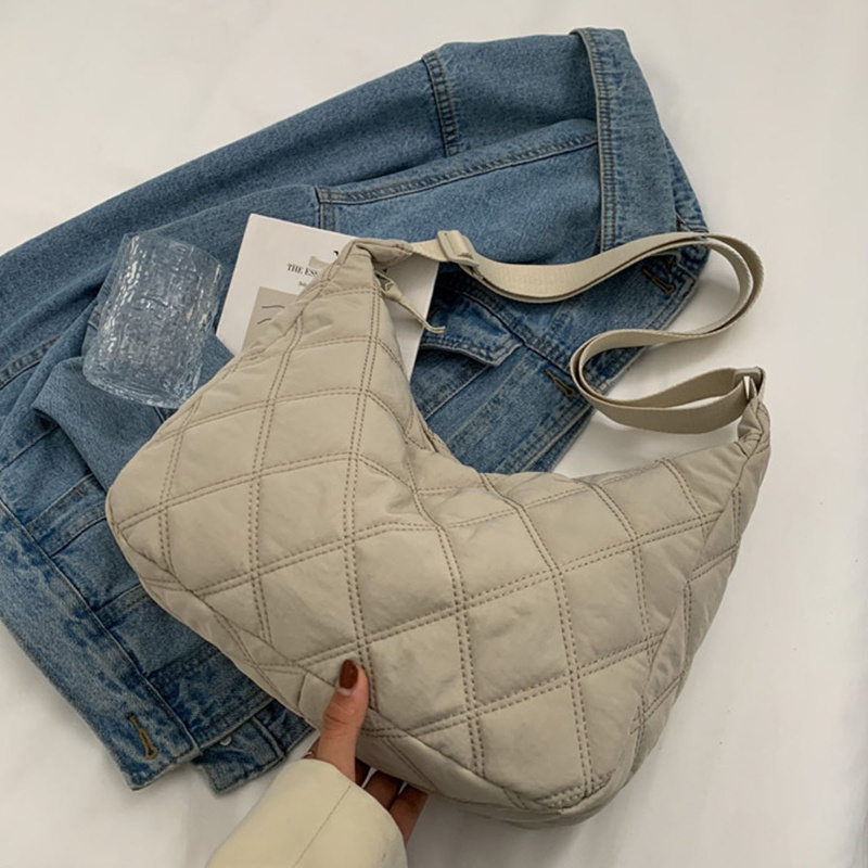 Túi Xách Nylon Mềm Họa Tiết Kim Cương Sang Trọng Cho Nữ