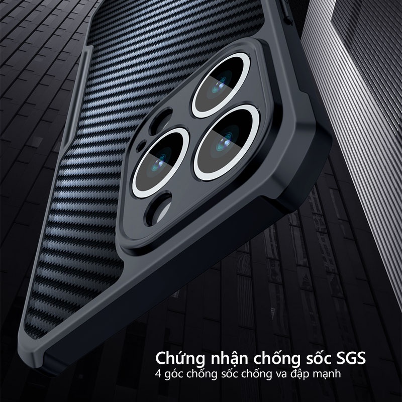 Ốp lưng XUNDD iPhone 12 / mini / 12 Pro / 12 Pro Max chống sốc, vân carbon magsafe