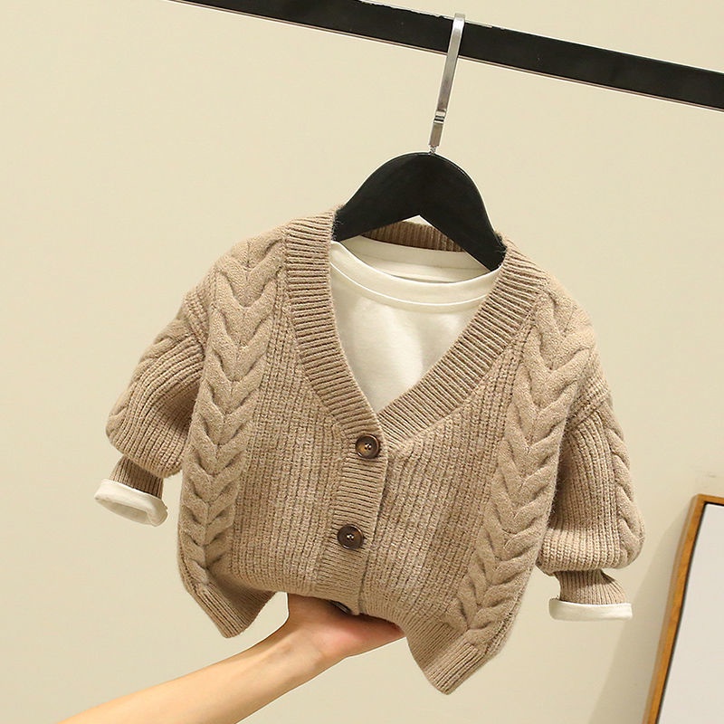 Áo Khoác Cardigan Dệt Kim Thiết Kế Mới Thời Trang Mùa Thu Đông Theo Phong Cách Hàn Quốc Cho Bé Trai