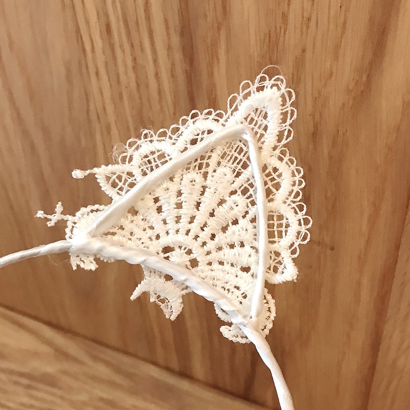 Băng Đô Cài Tóc Hình Tai Mèo Phối Ren Xinh Xắn Kiểu Hàn Quốc Cho Nữ