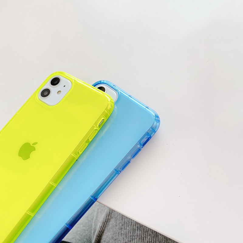 Ốp điện thoại cao su mềm trong suốt siêu mỏng màu sắc trơn màu phản quang dành choiPhone 11 Pro Max XS XR X 7 8
