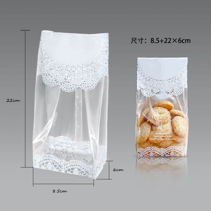 50 vỏ túi mẫu ren đựng bánh kt 7x15cm và 8,5x23cm