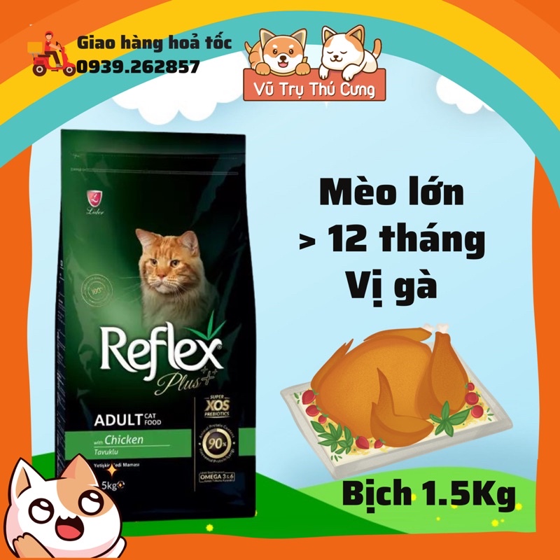 Hạt Reflex Plus cho mèo con, mèo lớn từ Thỗ Nhĩ Kỳ, bịch 1.5Kg, Thức ăn cho mèo con