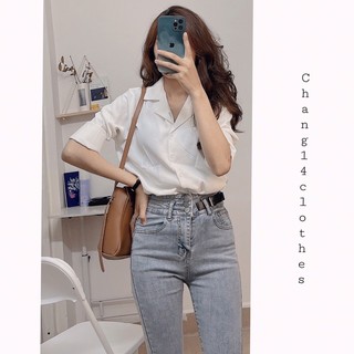 Áo sơ mi lụa cổ vest