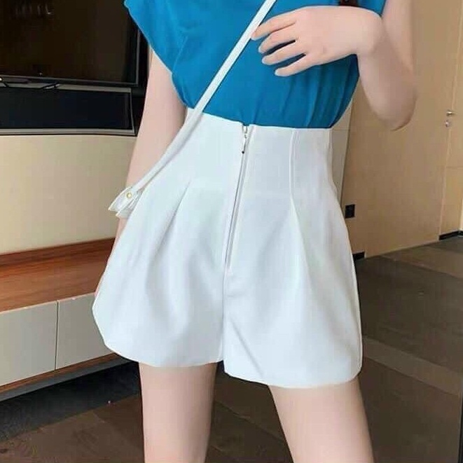 Quần short nữ lưng cao ống rộng, Quần đùi nữ khóa trước cạp liền mẫu mới cực xinh | BigBuy360 - bigbuy360.vn
