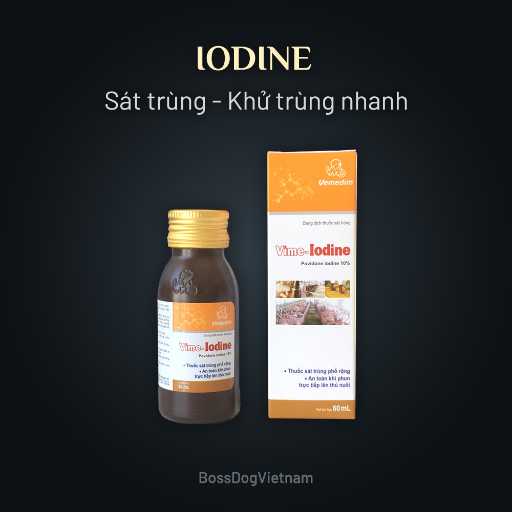 Dung dịch sát khuẩn cho chó mèo - Sát trùng đỏ Iodine 60ml | BossDog