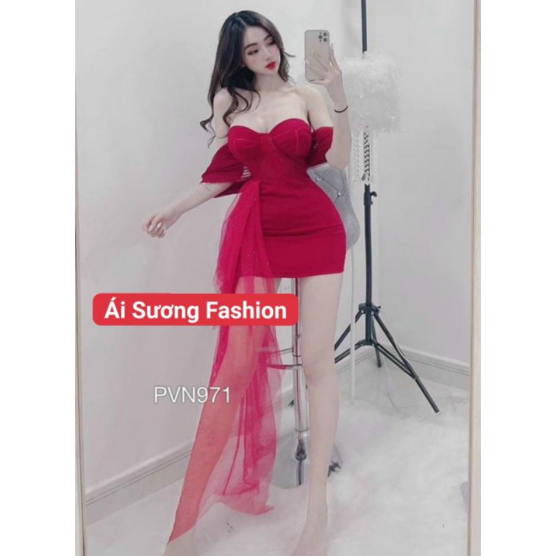 Đầm Công Chúa Trễ Vai Cúp Ngực Tà Kim Tuyến Thả Dài cực chanh xả (kèm ảnh thật)