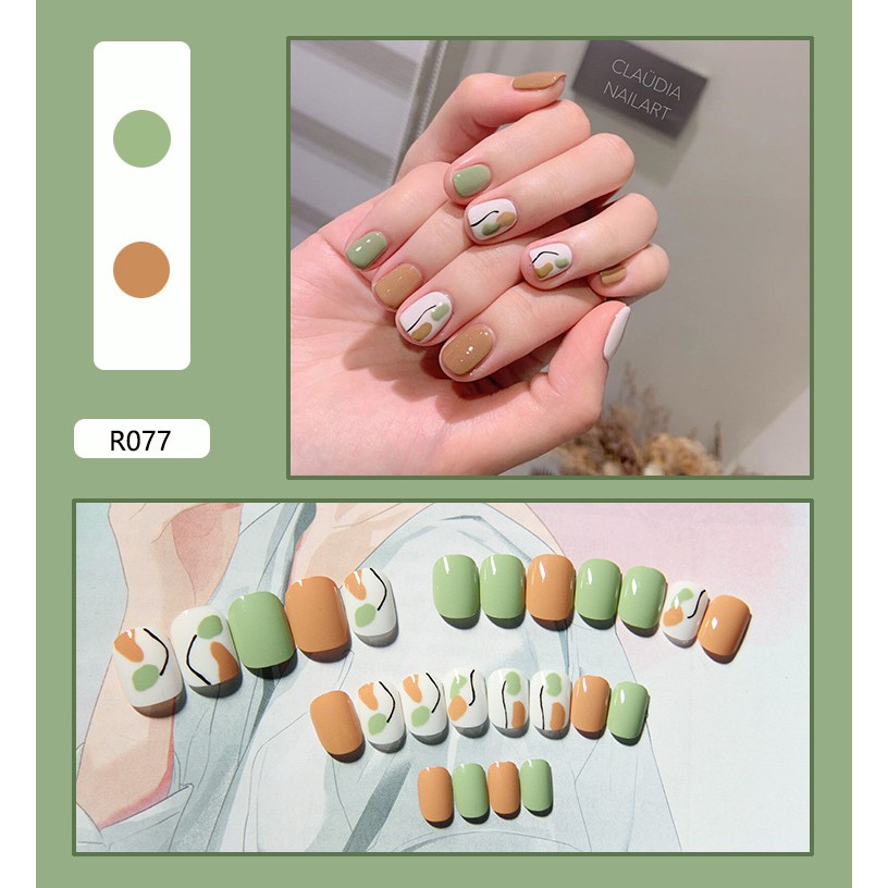 ✨TJ✨24 PCS / SET  Daisy Pieces Fake Nails Tips Fake Nails Christmas R061-R080