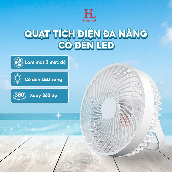 Quạt để bàn tích điện mini, quạt tích điện sạc USB cao cấp 3 chế độ gió