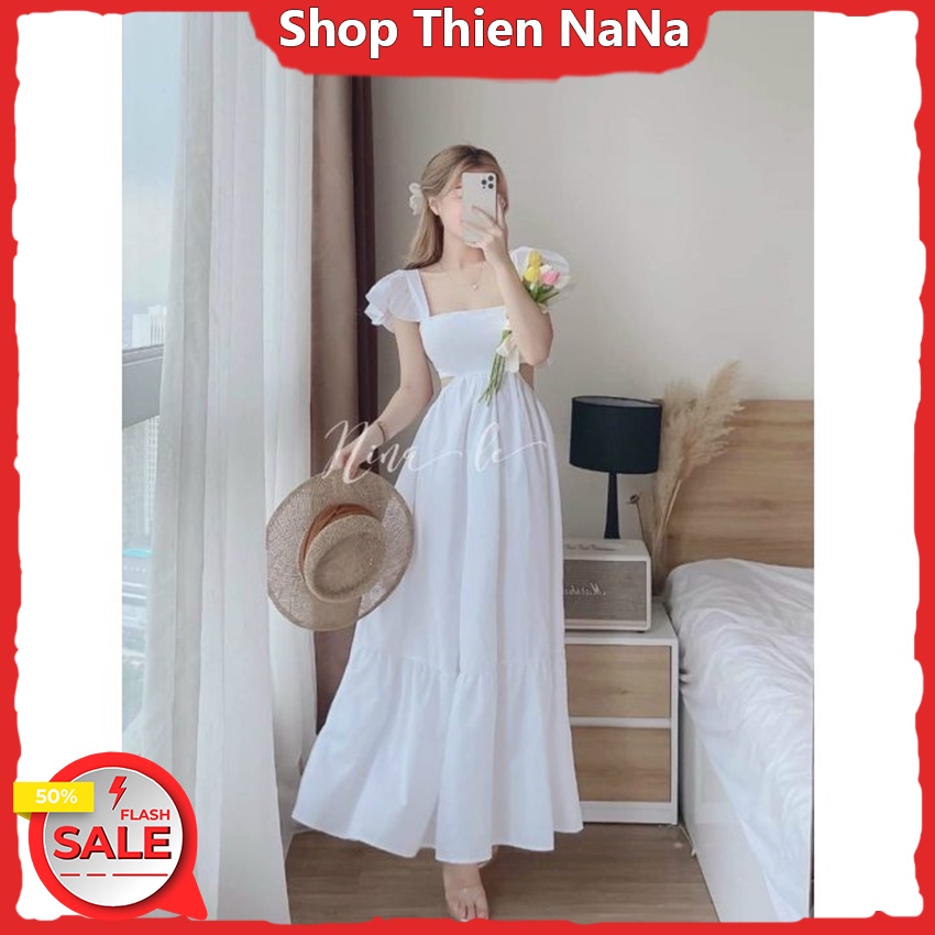 Đầm maxi hai dây bản to dáng suông dài tiểu thư chất tơ mềm siêu xinh, Váy 2 dây nữ dáng dài đi biển rẻ đẹp