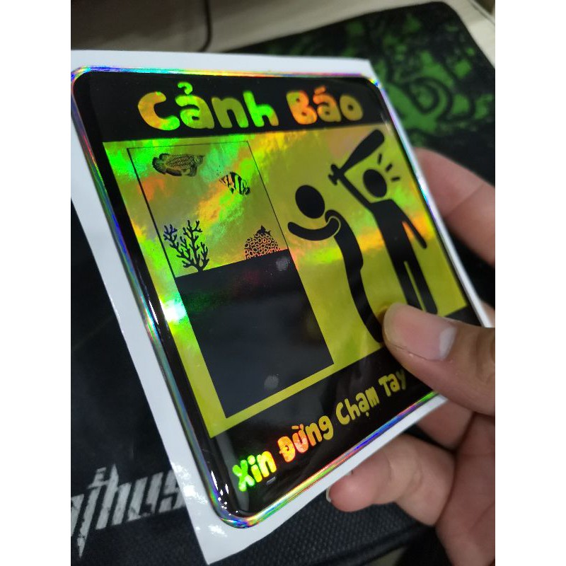 Logo cảnh báo không chạm vào hồ cá hài hước.