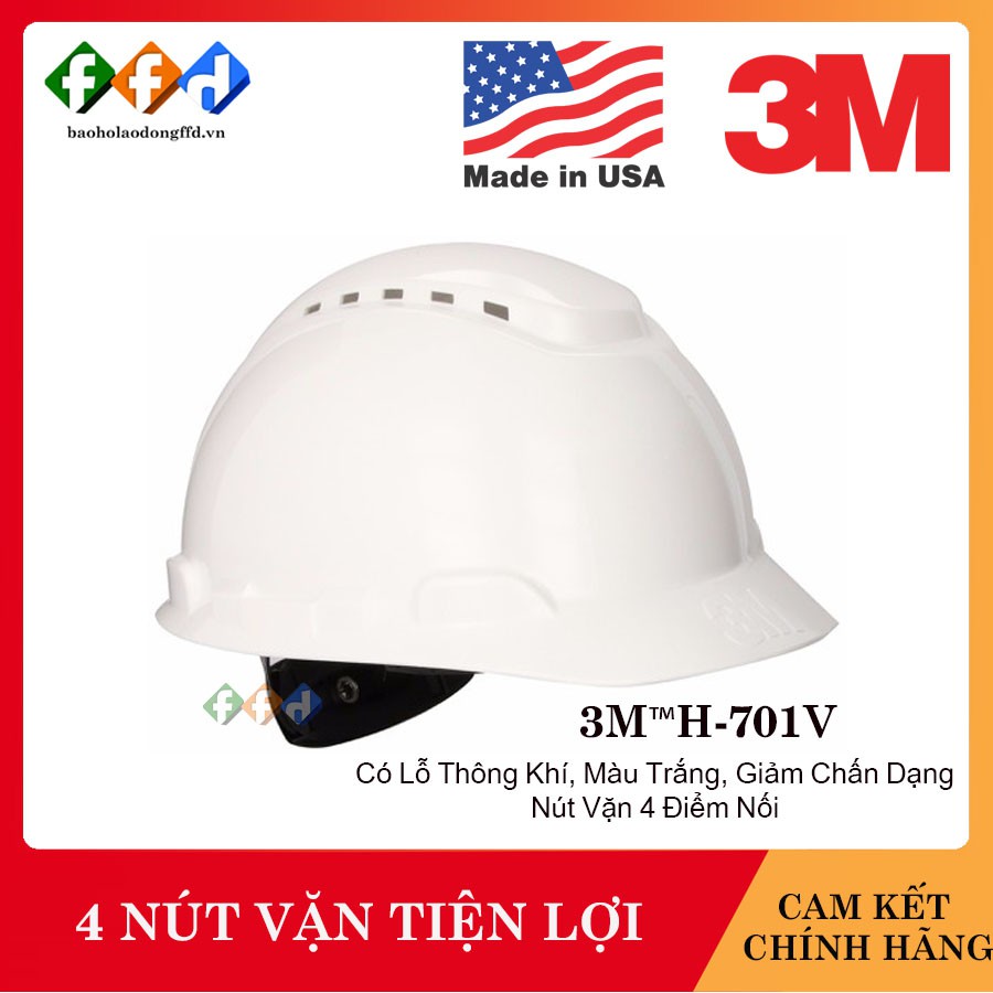 Nón An Toàn 3M™H-701V, Có Lỗ Thông Khí, Màu Trắng [FFD]
