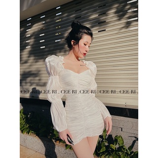( ẢNH THẬT - MẪU ĐỘC QUYỀN CEERI ) Váy trắng nhún body