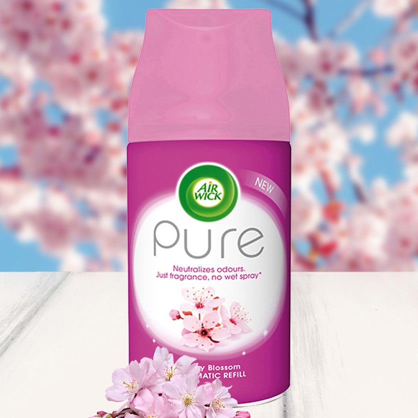 HOA ANH ĐÀO,Bình xịt tinh dầu thiên nhiên Air Wick Cherry Blossom Xông thơm phòng,chỉ chứa tinh dầu không chứa nước,