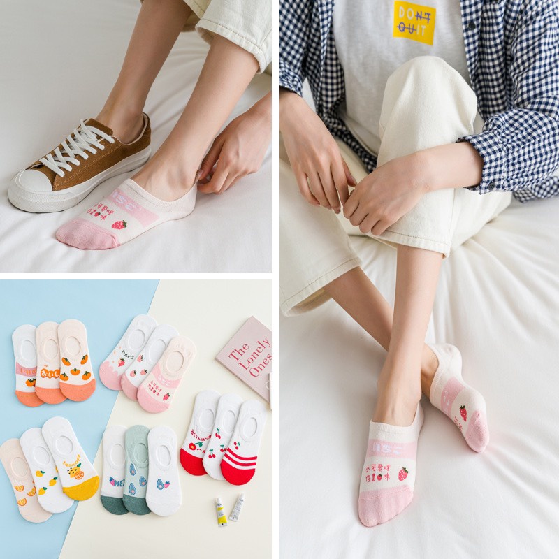 Tất nữ, Vớ nữ Cute Trái Cây dáng tất lười mùa hè thoáng mát A305 Warm&amp;Cute