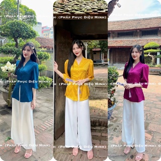 Bộ lam đi chùa cổ tàu nữ, bộ đi chùa bà ba cổ tàu dành cho nữ