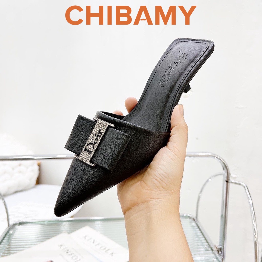 Giày Sục cao gót nữ Doir mũi nhọn 5p Sang Chảnh