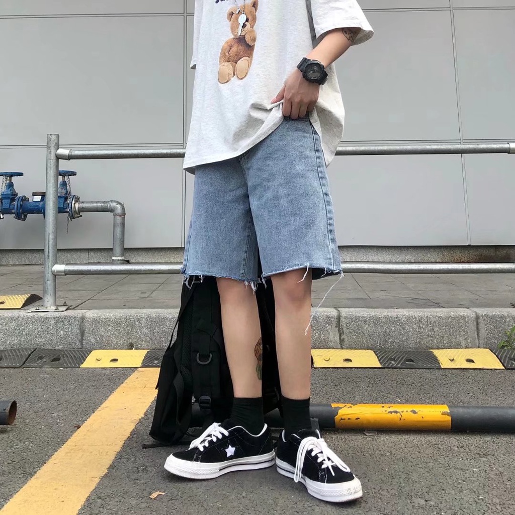 Quần Short Jeans Nam Nữ Thời Trang Quần Dài Nam Hàn Quốc QuầN Ngắn Nữ đơn Giản Quần Ngắn Nam Bông From Rộng Quần Short Jean Nam
