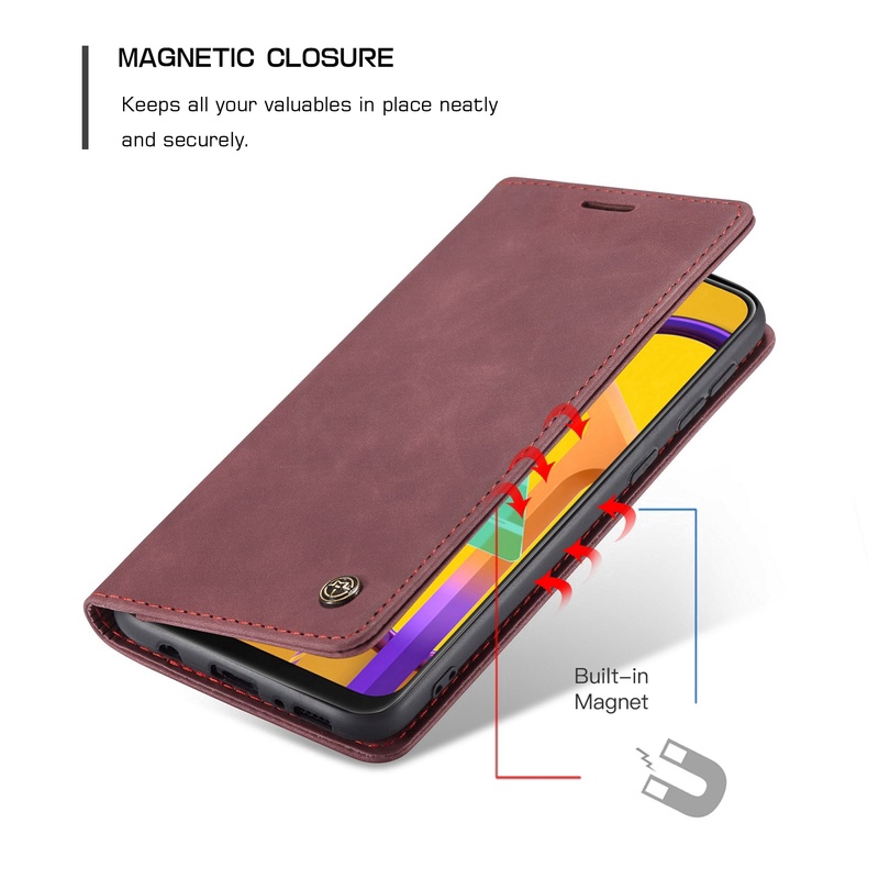 Ốp điện thoại da nắp gập kiểu ví kèm giá đỡ sang trọng thời trang cho SAMSUNG GALAXY M30S M30 M21 M20 M10