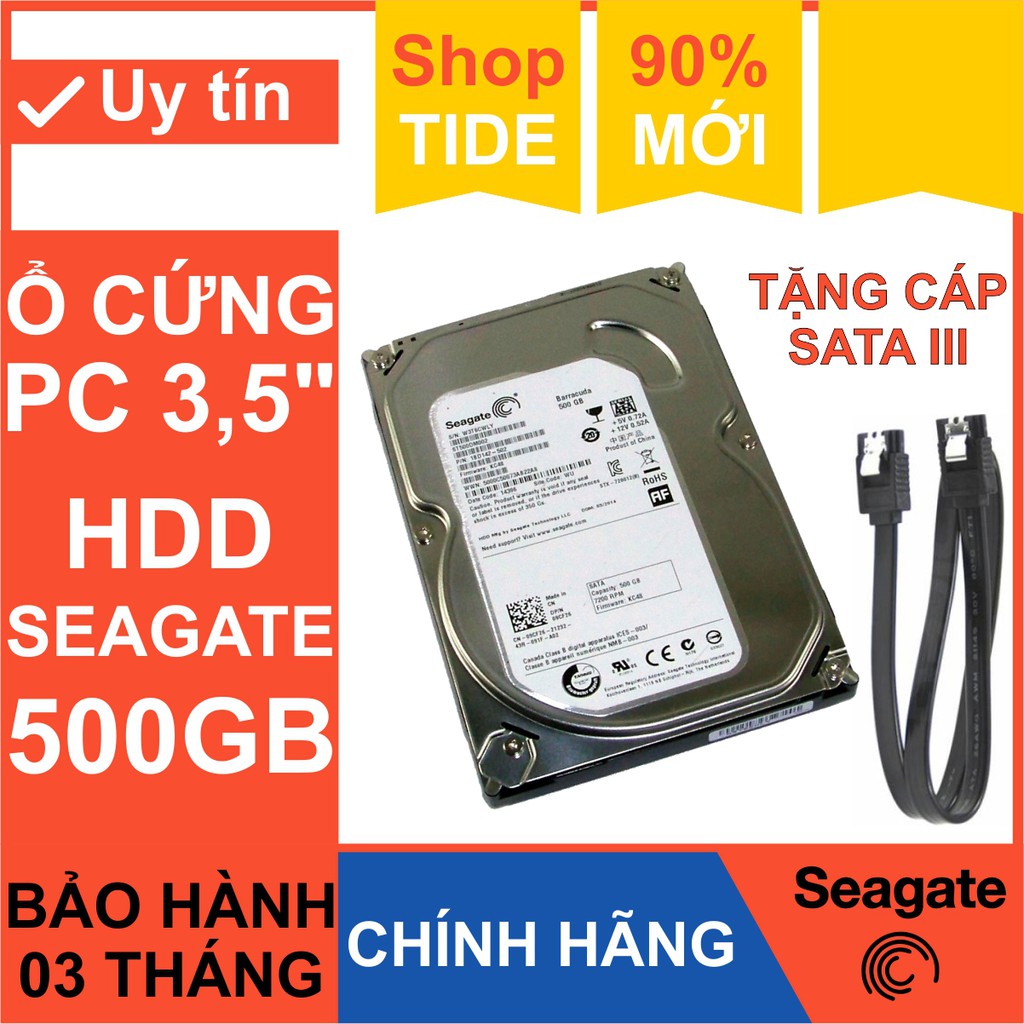 Ổ cứng HDD 3.5&quot; Seagate 500GB  – Chính Hãng – Mới 99% Tháo máy đồng bộ – Bảo hành 3 tháng