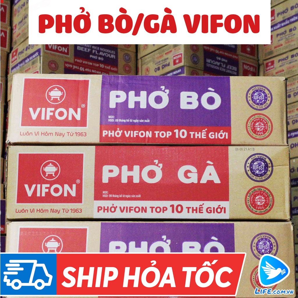 Thùng phở bò, phở gà VIFON - 30 gói/thùng