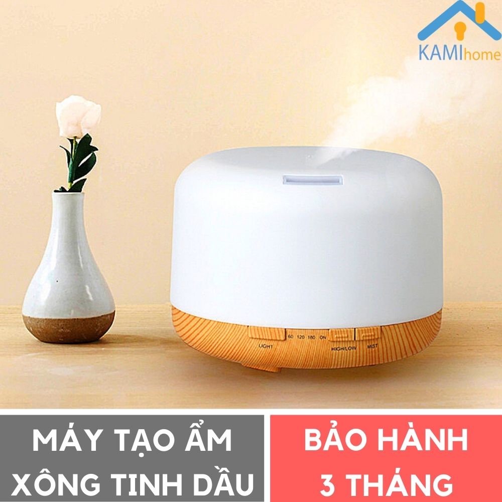 Máy phun sương tạo ẩm khuếch tán tinh dầu Có Điều khiển Kèm Tinh dầu hình Trụ cỡ từ 300-500ml Kami1701x