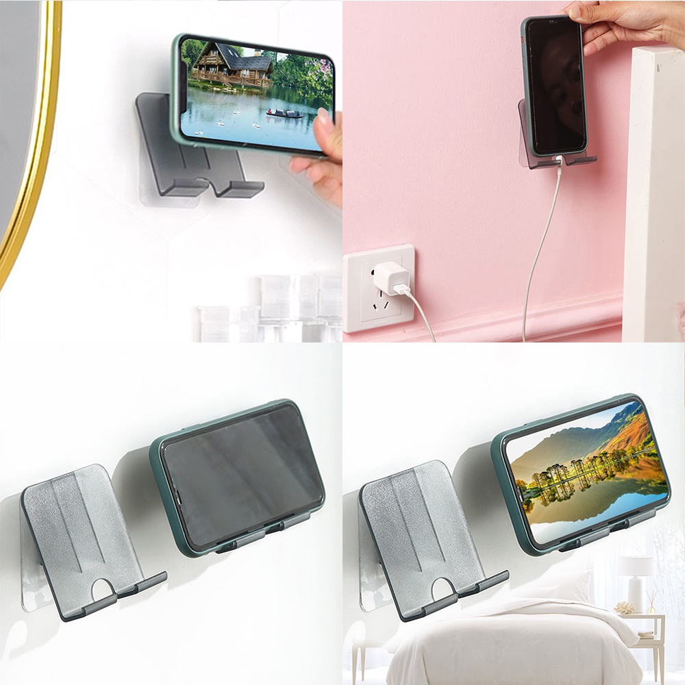 Giá Đỡ Điện Thoại Gắn Tường Không Đục Lỗ Tiện Dụng Cho Nhà Bếp/ Nhà Tắm