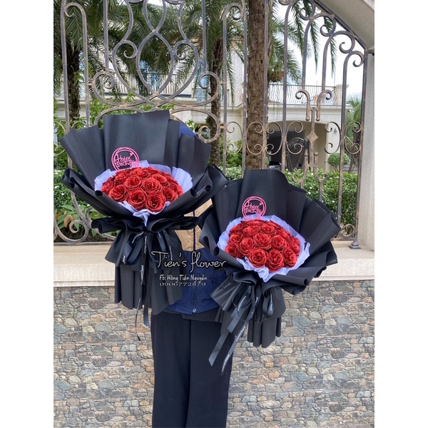 Bó hoa nhũ kim tuyến 20 bông dáng dài