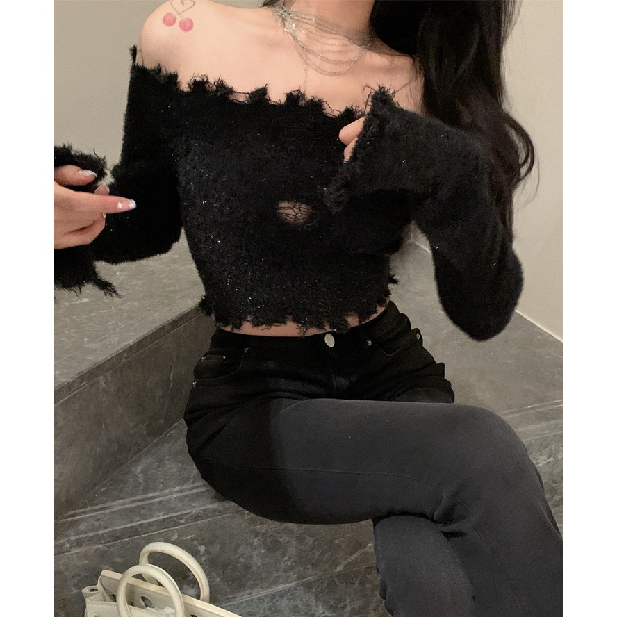 Áo Sweater Dệt Kim Tay Dài Thiết Kế Hợp Thời Trang