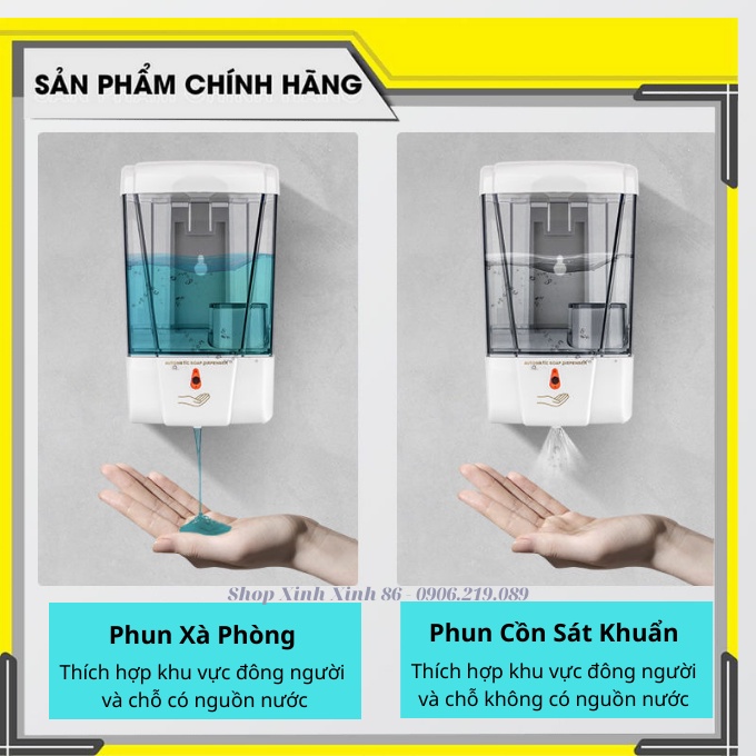 Hộp Đựng Nước Rửa Tay - Nước Rửa Bát - Cồn Sát Khuẩn Cảm Biến Tự Động Nhỏ Giọt Phun Sương 700ml