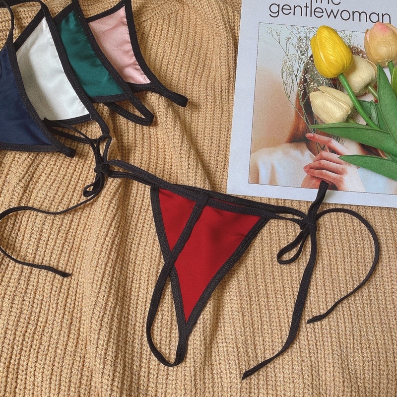 QD015 -quần lót cột dây  lọt khe lụa  viền - quần lót nữ -KELLYWANG