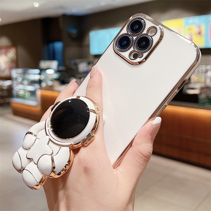 Giá Đỡ Điện Thoại / Máy Tính Bảng Hình Ngôi Sao / Phi Hành Gia Hoạt Hình 3D Bằng Nhựa Tự Dính Có Thể Gập Lạ