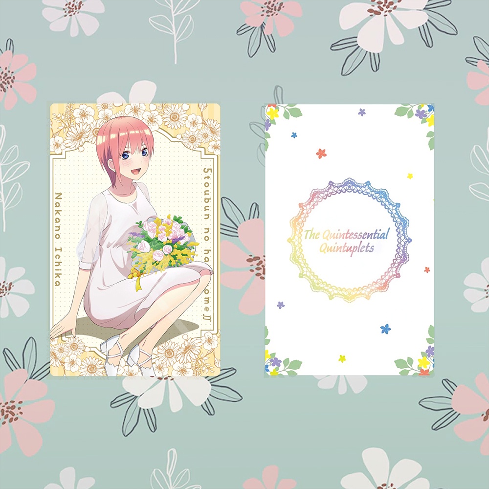 Ảnh card bo góc in hình Gotoubun No Hanayome FLOWER ver Hoa - Nhà Có 5 Nàng Dâu thẻ bo viền 5*8cm #
