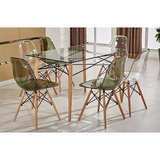 Ghế Eames Trong Suốt chân gỗ