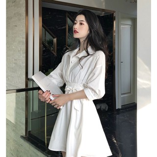 (R156) đầm ulzzang sơ mi thắt eo 1 kích thước