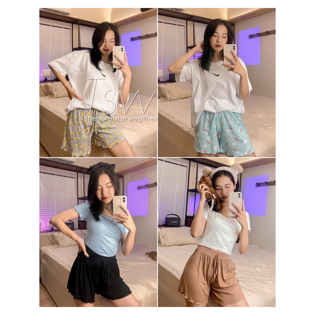 Quần short đùi ngủ cotton nhiều màu (Ảnh thật) | BigBuy360 - bigbuy360.vn