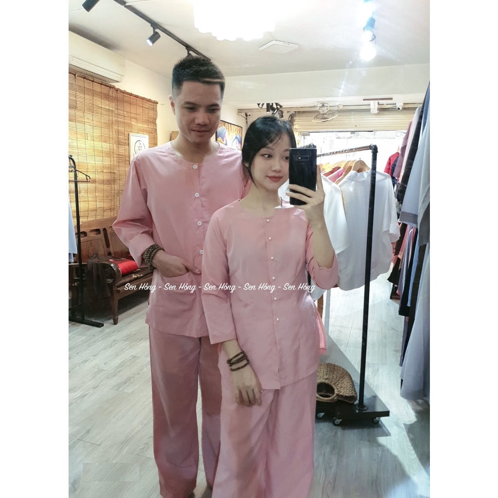 BỘ ĐỒ BÀ BA NAM NỮ TRUYỀN THỐNG # bộ đồ lam đi chùa đi chơi # bà ba xưa giản dị vải kate mát mịn dáng xuông B16 Hồng